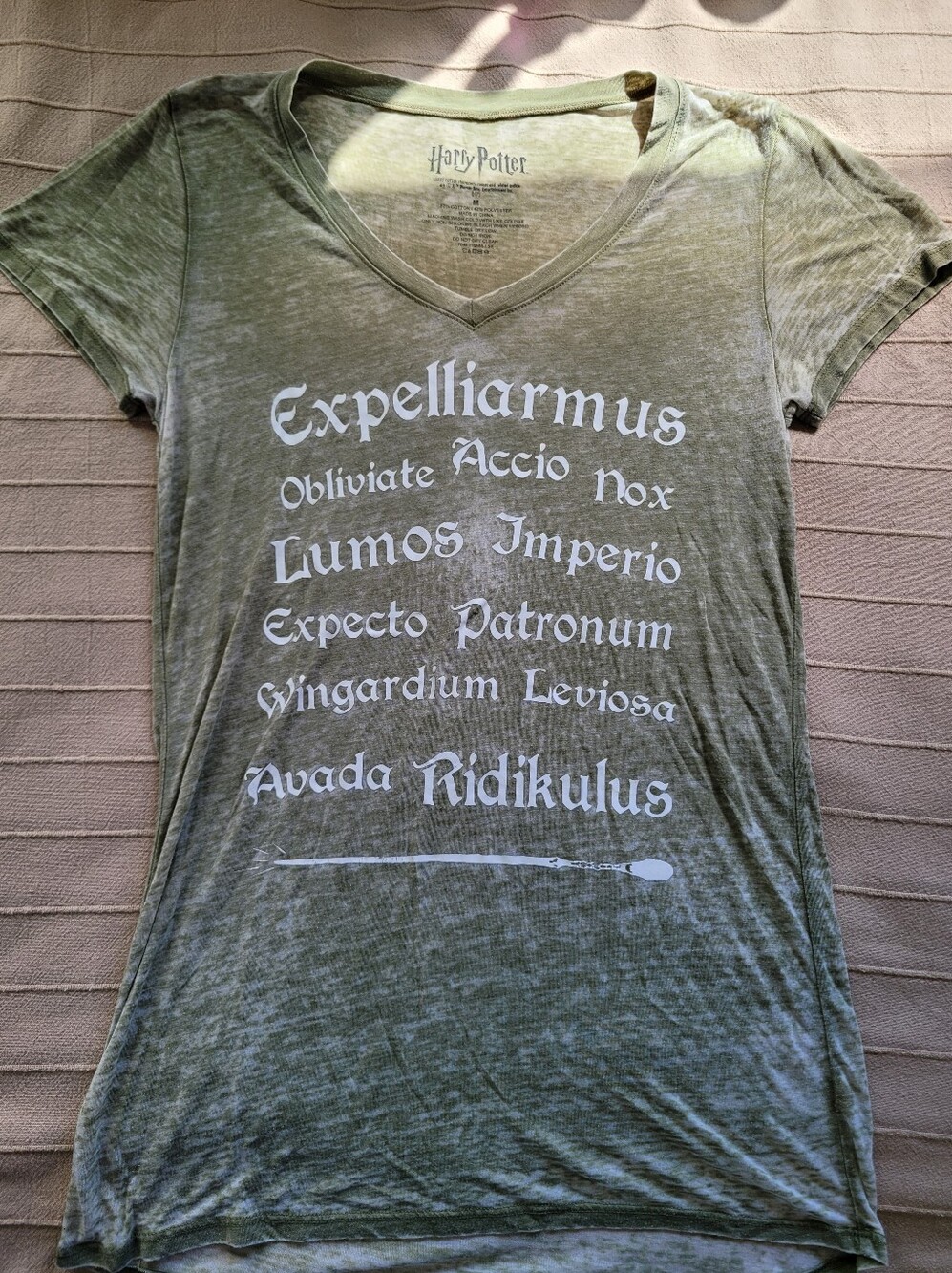 Harry Potter Women's Olive Green Short Sleeve Spell Tee